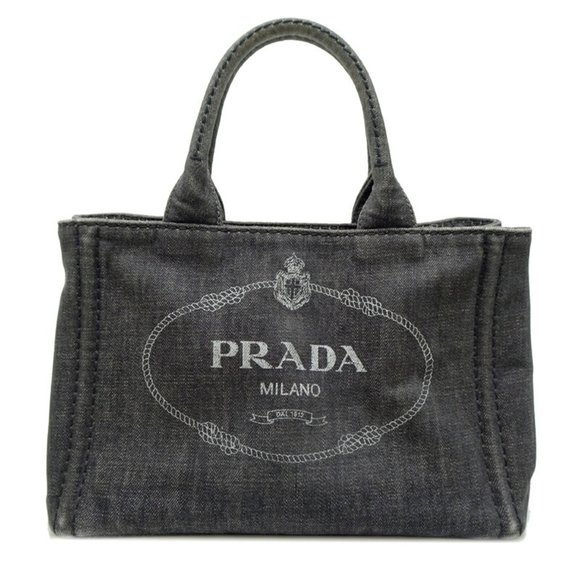 Prada Canapa Tote PM Women's Handbag 1BG642 in Black Canvas - Picture 1 of 9